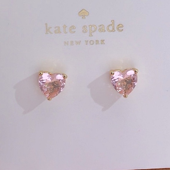 New Kate Spade Gold-Tone Stone Heart Stud Earrings - Picture 4 of 9